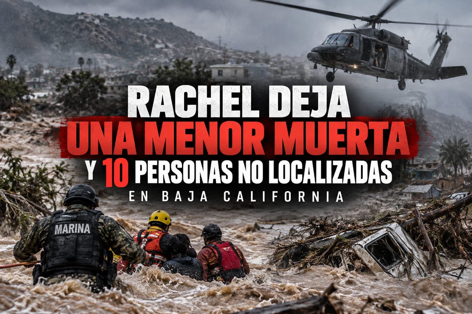 Rachel deja una menor muerta y 10 personas no localizadas en Baja California; rescatarán a 30 en Ensenada