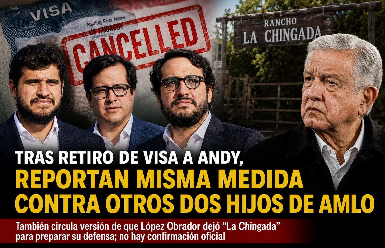 Tras retiro de visa a Andy, reportan misma medida contra otros dos hijos de AMLO