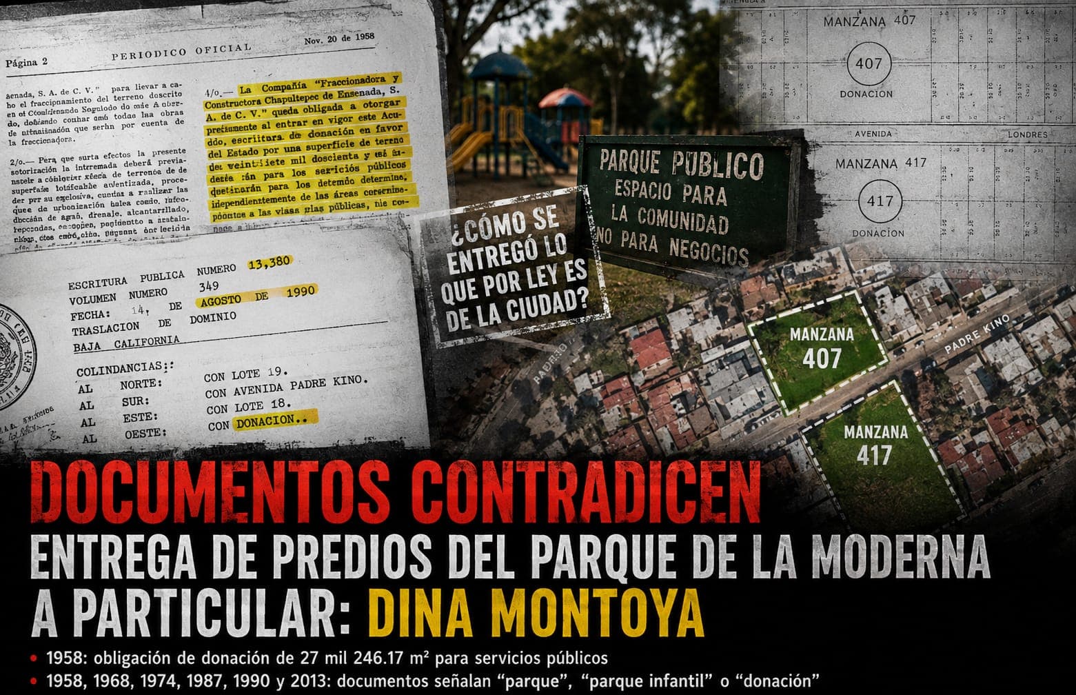 Documentos contradicen entrega de predios del Parque de la Moderna a particular: Dina Montoya
