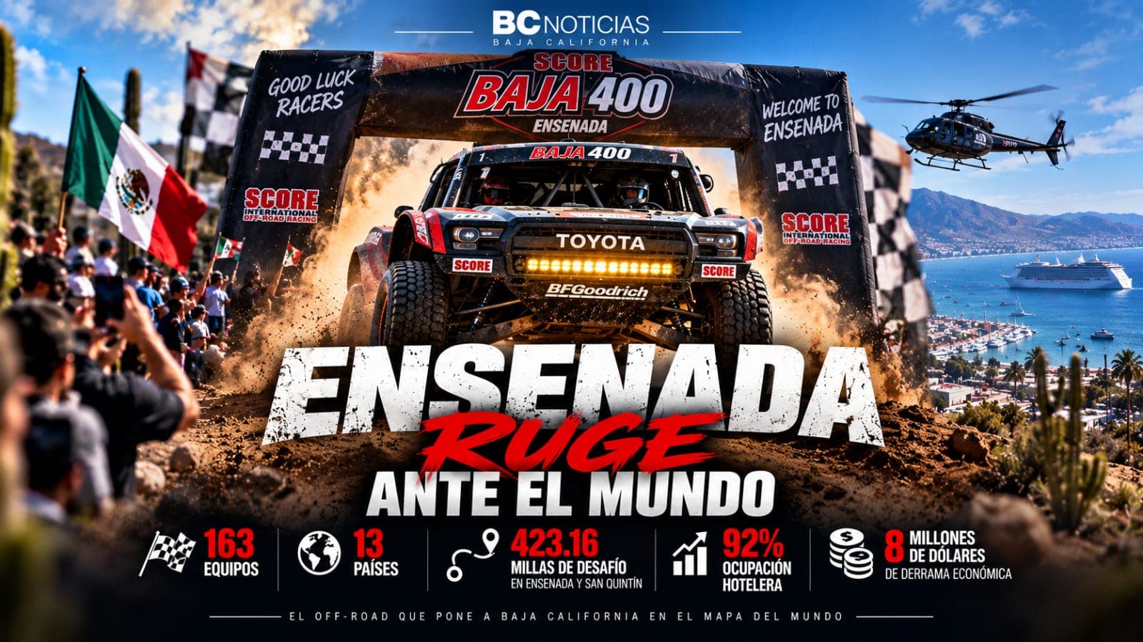163 equipos de 13 países desafían la Baja 400 y convierten a Ensenada en epicentro mundial del off-road