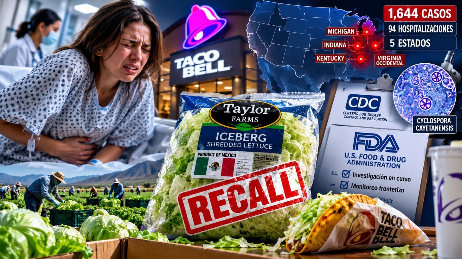 Retiran del mercado de EU toda la lechuga iceberg de Taylor Farms proveniente de México; FDA confirma muestra positiva a Cyclospora