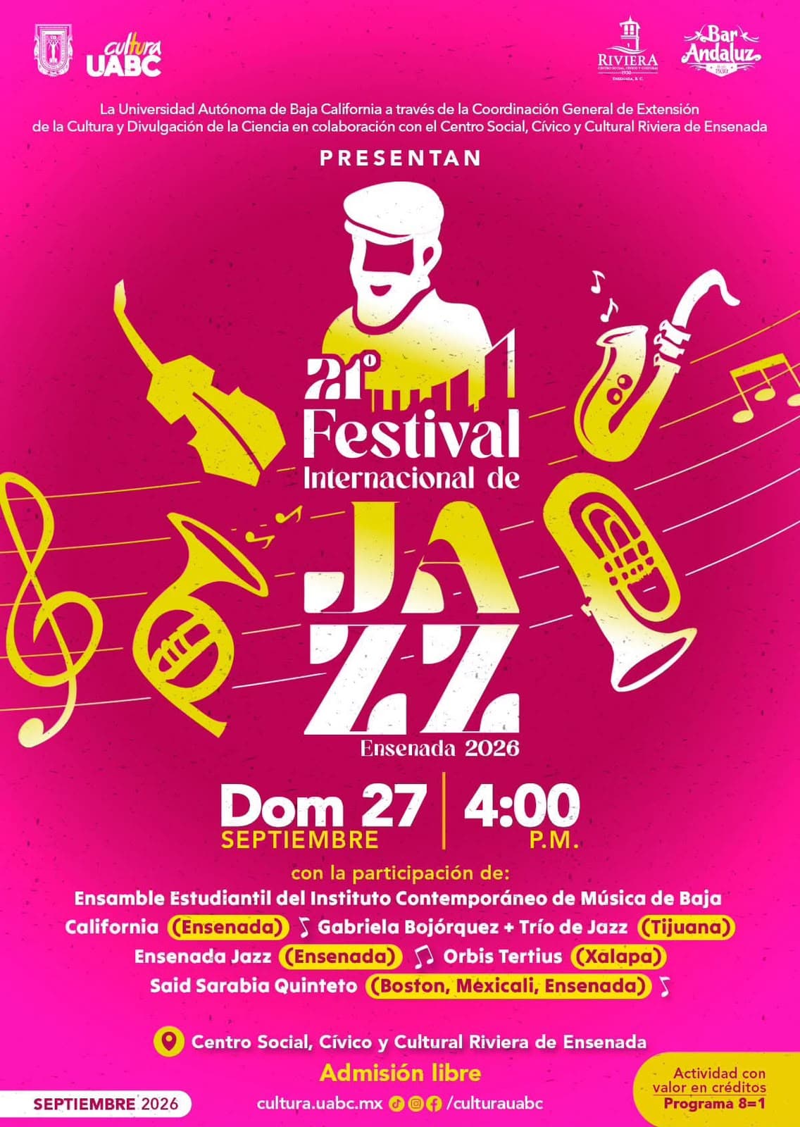 Festival Internacional de Jazz de la UABC llega este domingo al Riviera de Ensenada