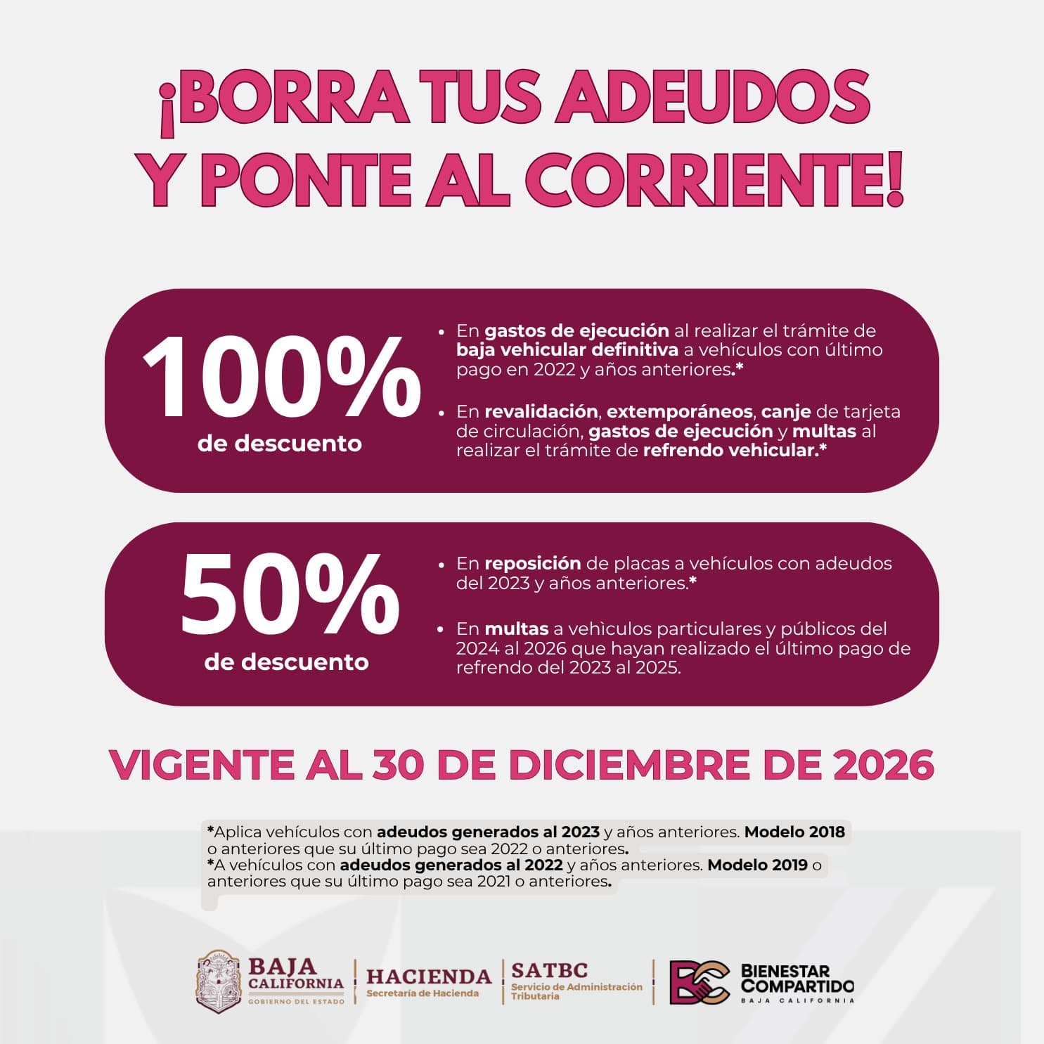 Baja California elimina recargos y multas a vehículos con adeudos de tres años o más
