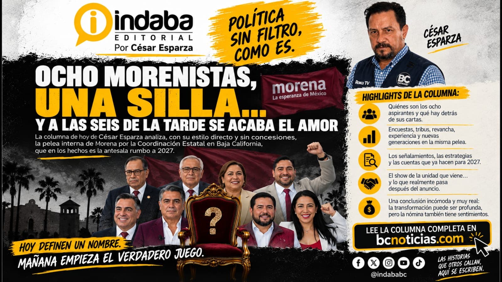 Ocho morenistas, una silla… y a las seis de la tarde se acaba el amor