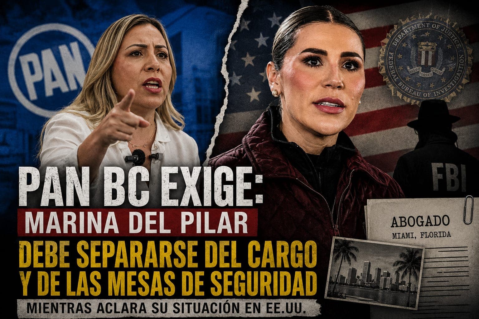 PAN BC exige que Marina del Pilar se separe del cargo y de las mesas de seguridad mientras aclara su situación en Estados Unidos